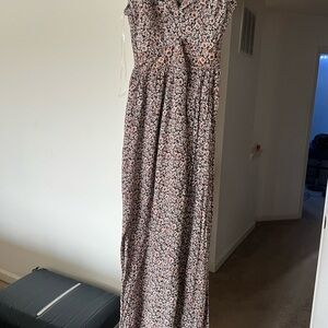 Angie Black and Pink Floral Maxi Dress